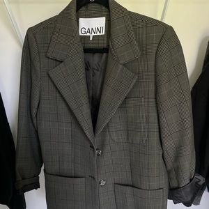 GANNI Plaid Blazer